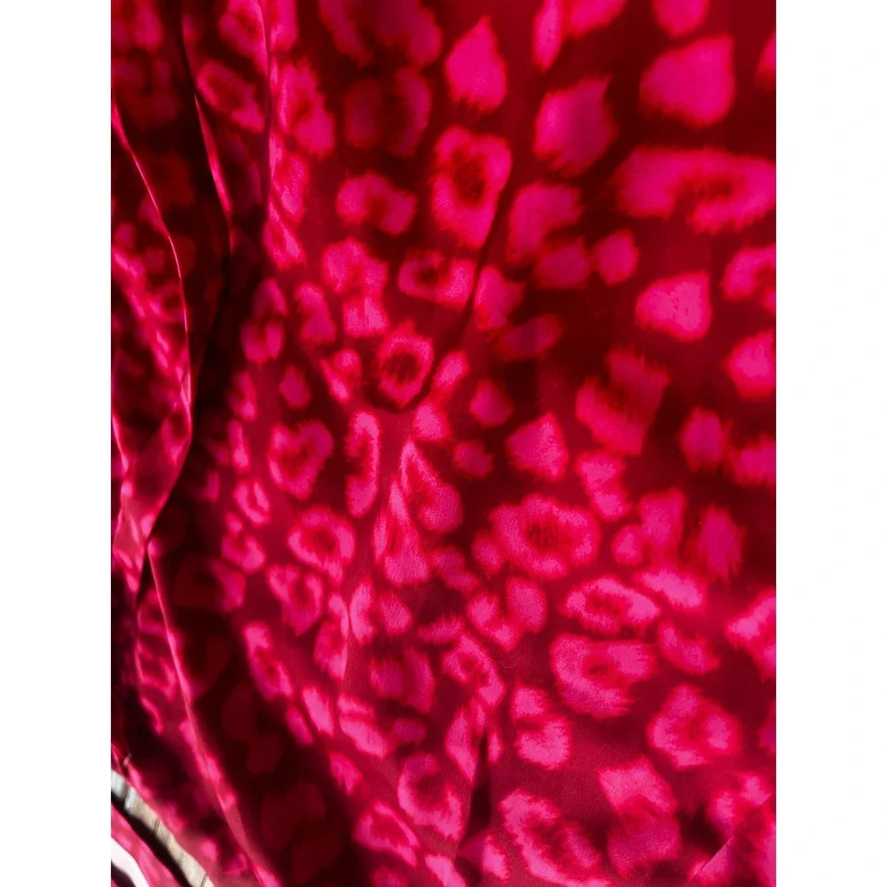 Good American Pink Red Leopard Print Pajama Set Cropped Top Wide Leg Pants 1